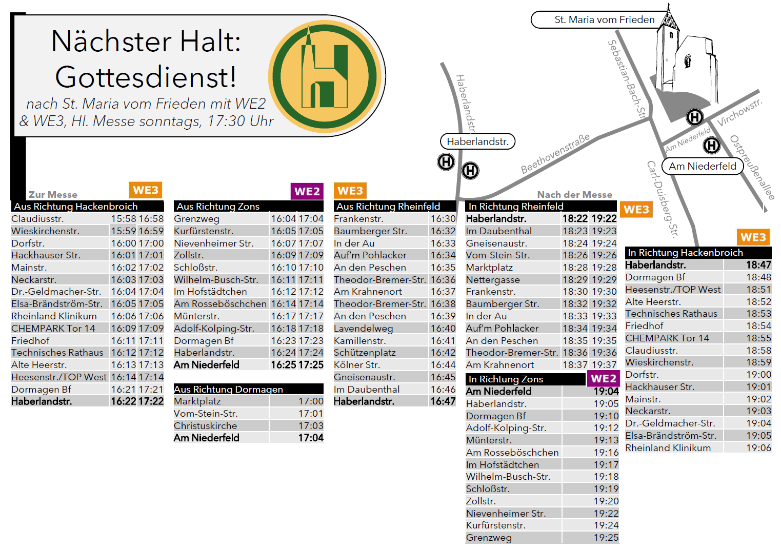 Nächster Halt: Gottesdienst! St. Maria vom Frieden