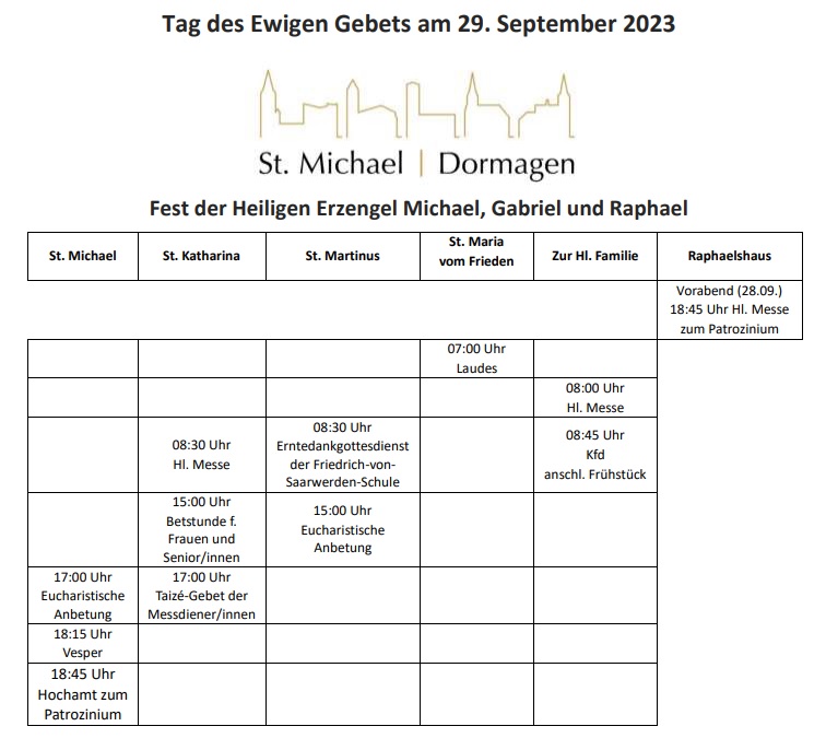 Tag des ewigen Gebets am 29. September 2023