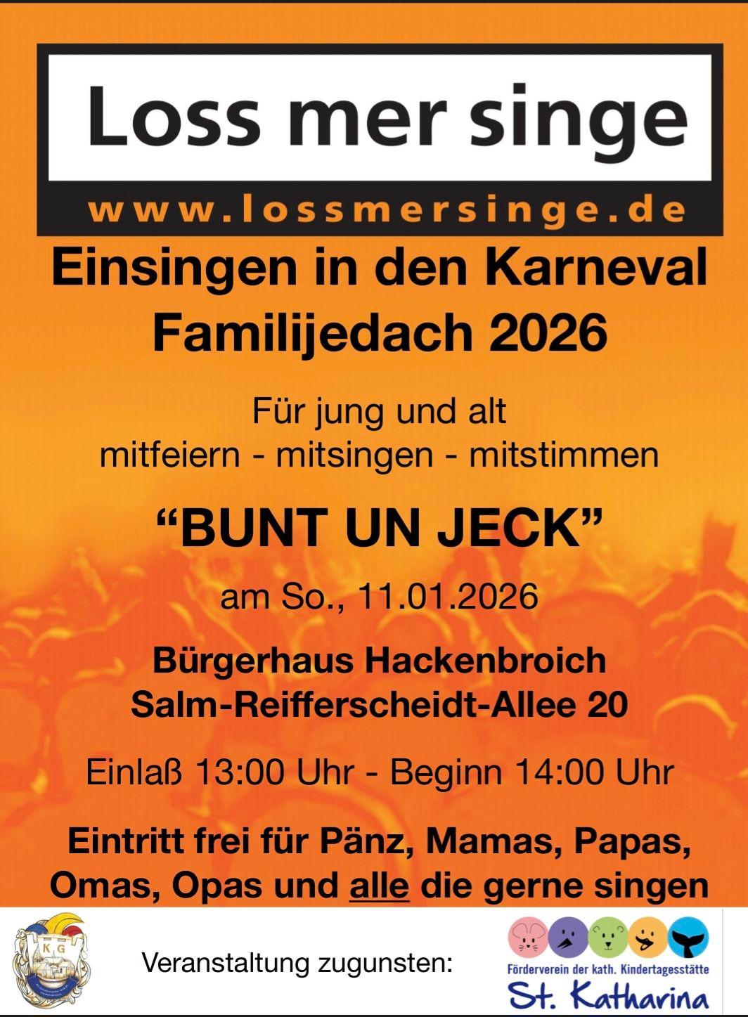 Loss mer singe - Familijedach 2026
