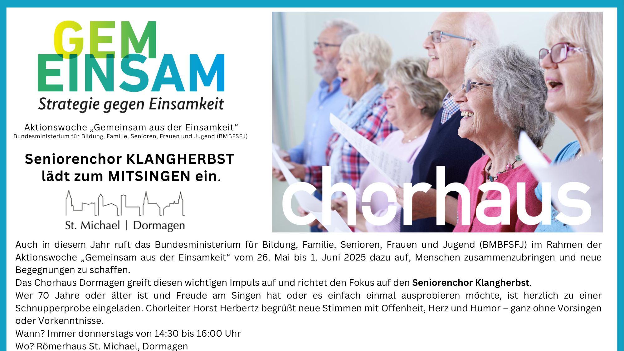 Chorhaus bei der Aktionswoche 'Gemeinsam aus der Einsamkeit'