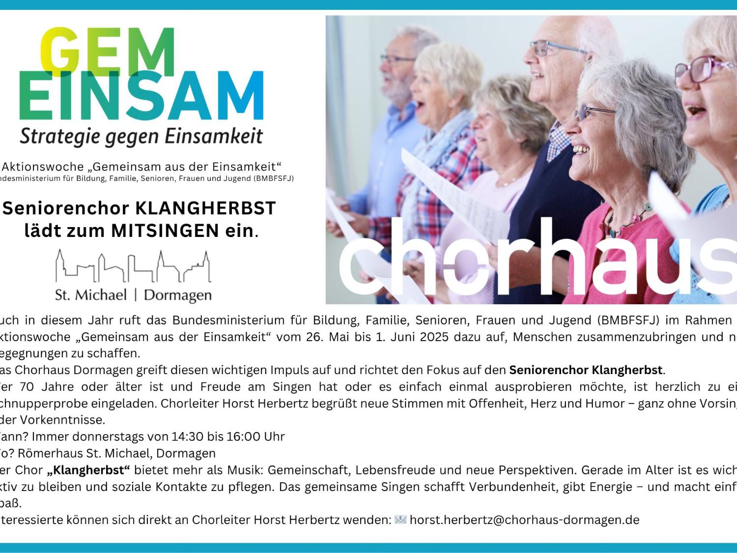 Chorhaus bei der Aktionswoche 'Gemeinsam aus der Einsamkeit'