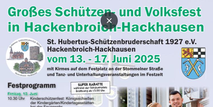 Schützen- und Volksfest in Hackenbroich-Hackhausen vom 13.-17. Juni 2025