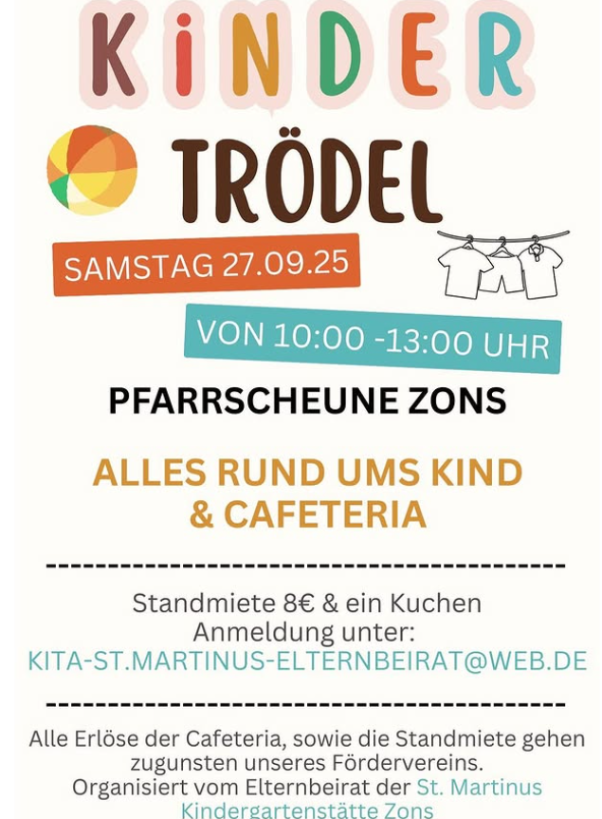 Kindertrödel am 27.09.2025 in Zons