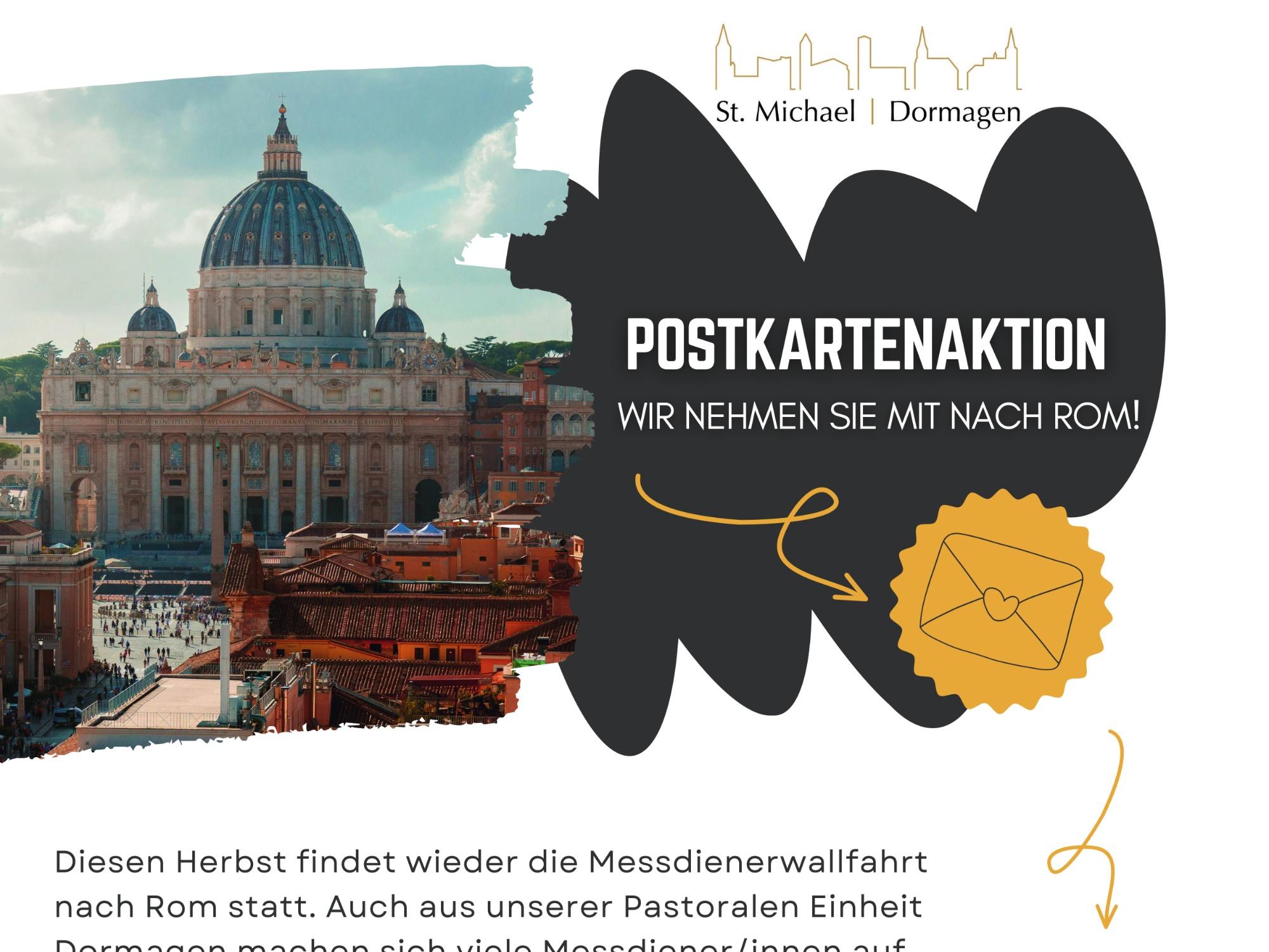 Flyer zur Postkartenaktion zur Messdiener Romwallfahrt