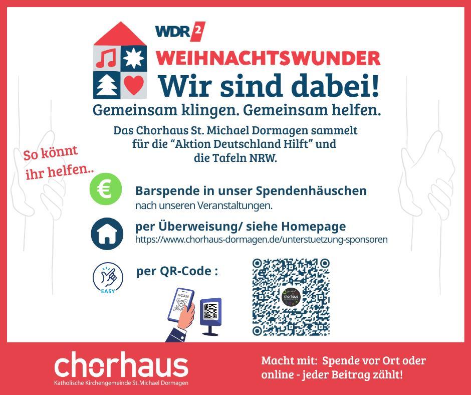 Chorhaus-Spendenaktion für das WDR 2 Weihnachtswunder 2025