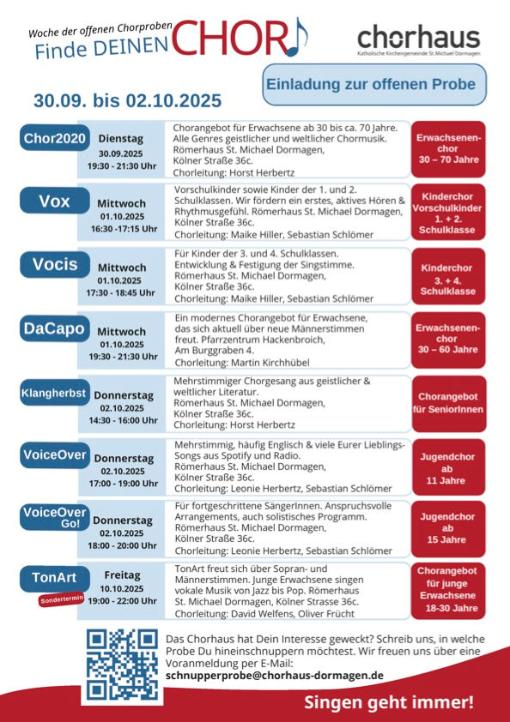 Finde deinen Chor! Woche der offenen Chöre 2025