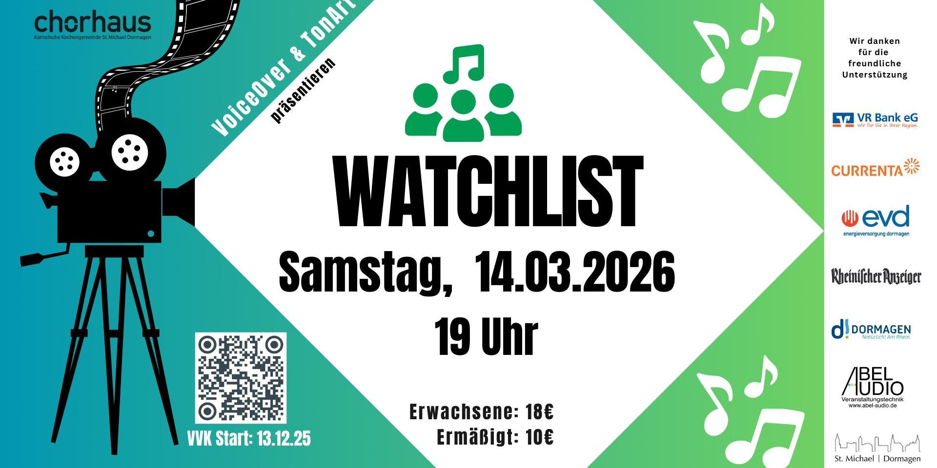 Konzert WATCHLIST am 14.03.2026