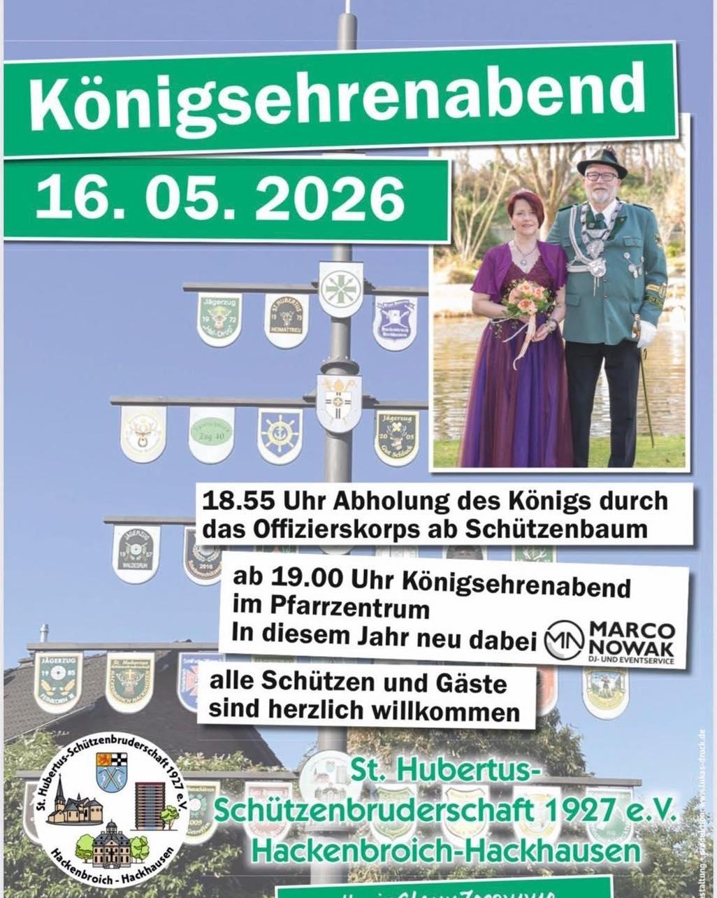 Königsehrenabend der St. Hubertus Schützenbruderschaft Hackenbroich-Hackhausen