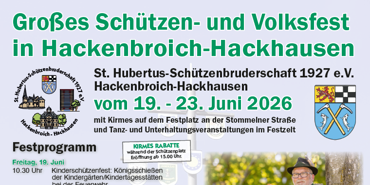 Großes Schützen- und Volksfest in Hackenbroich-Hackhausen 2026