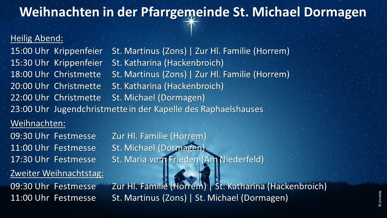 Übersicht Gottesdienste - Weihnachten 2022