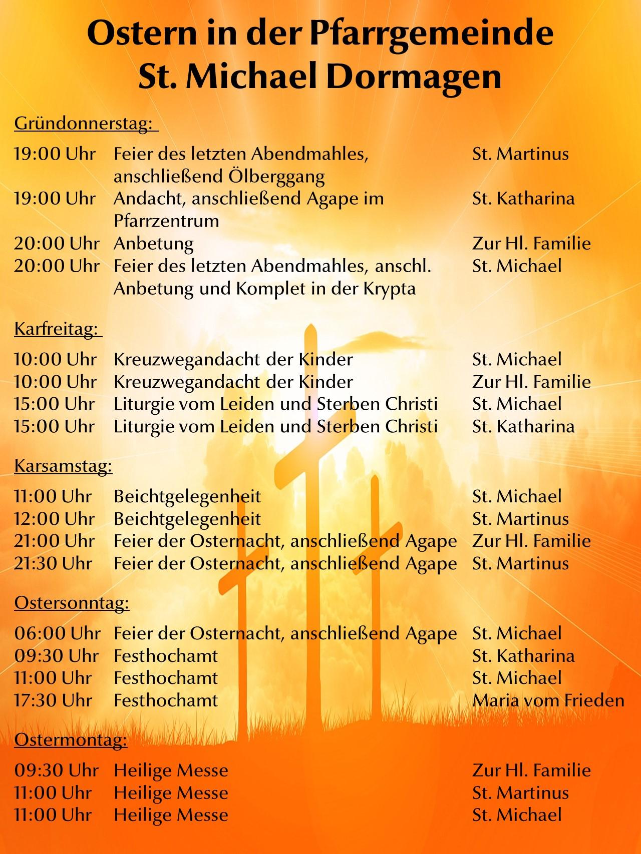 Übersicht Gottesdienste Ostern 2023